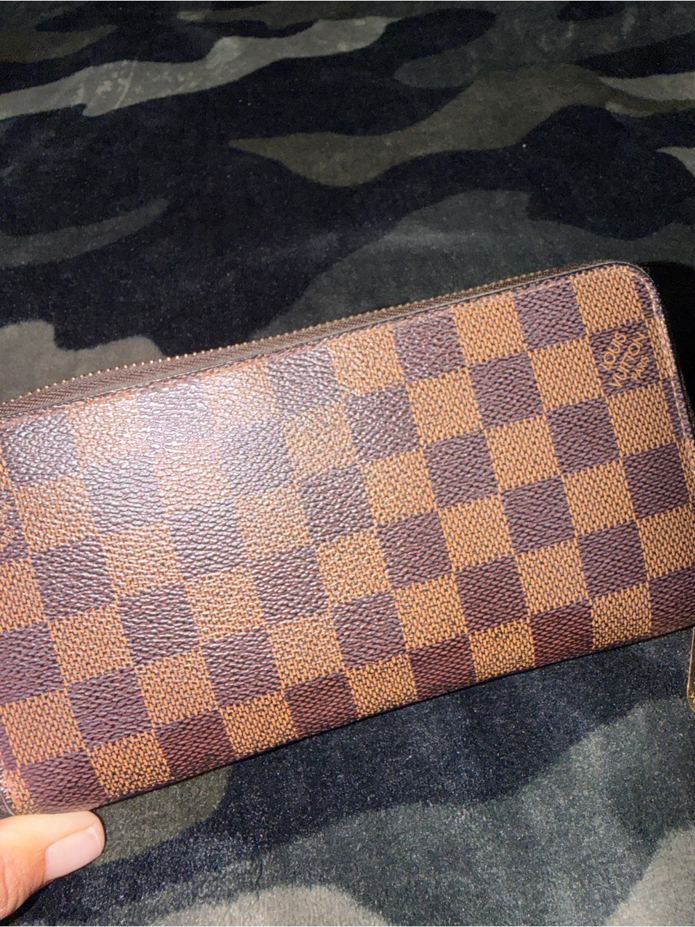 Louis Vuitton Damier Ebene Zip Wallet in Brown and Dark Brown